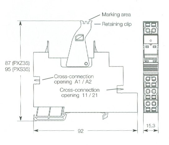 Dimensions of PRS Plug Series Relay Product Line side view