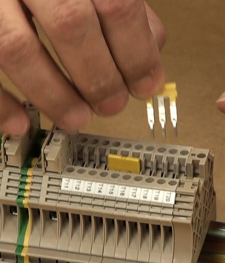 Plugging in Weidmuller ZQV Terminal Block Jumpers