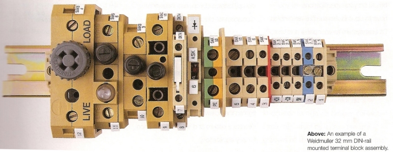 Weidmuller SAK-Series Sample terminal block rail assembly